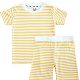 Short Yellow Stripes Bamboo Two-pieces Pajama Set