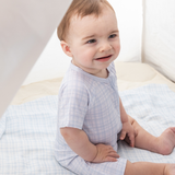 Short Blue Vichy Bamboo Zippy Romper