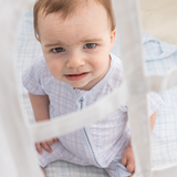 Short Blue Vichy Bamboo Zippy Romper