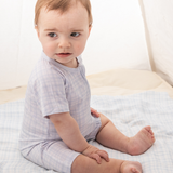 Short Blue Vichy Bamboo Zippy Romper