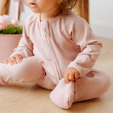 Pyjama zippé côtelé en Bambou Pink
