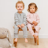 Pyjama zippé côtelé en Bambou Pink