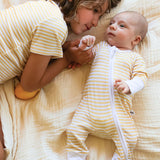 Pijama con cremallera de bambú Yellow Stripes