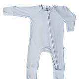 Baby Blue Ribbed Pijama con cremallera
