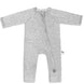 Grey ribbed bamboo baby sleepsuit with two-way zip – Lilulila