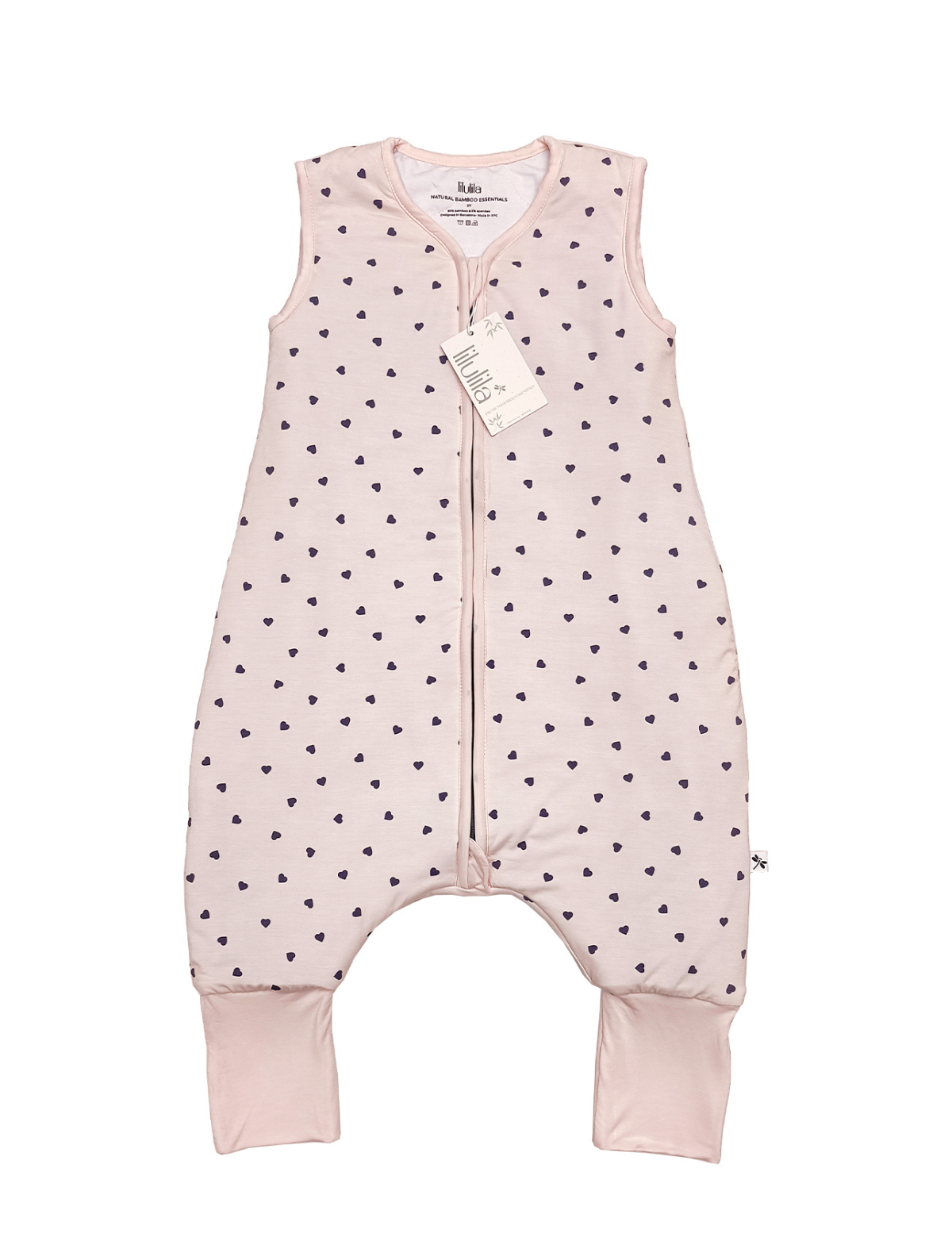 Little hearts print bamboo baby wearable blanket sleeping bag with feet – Lilulila