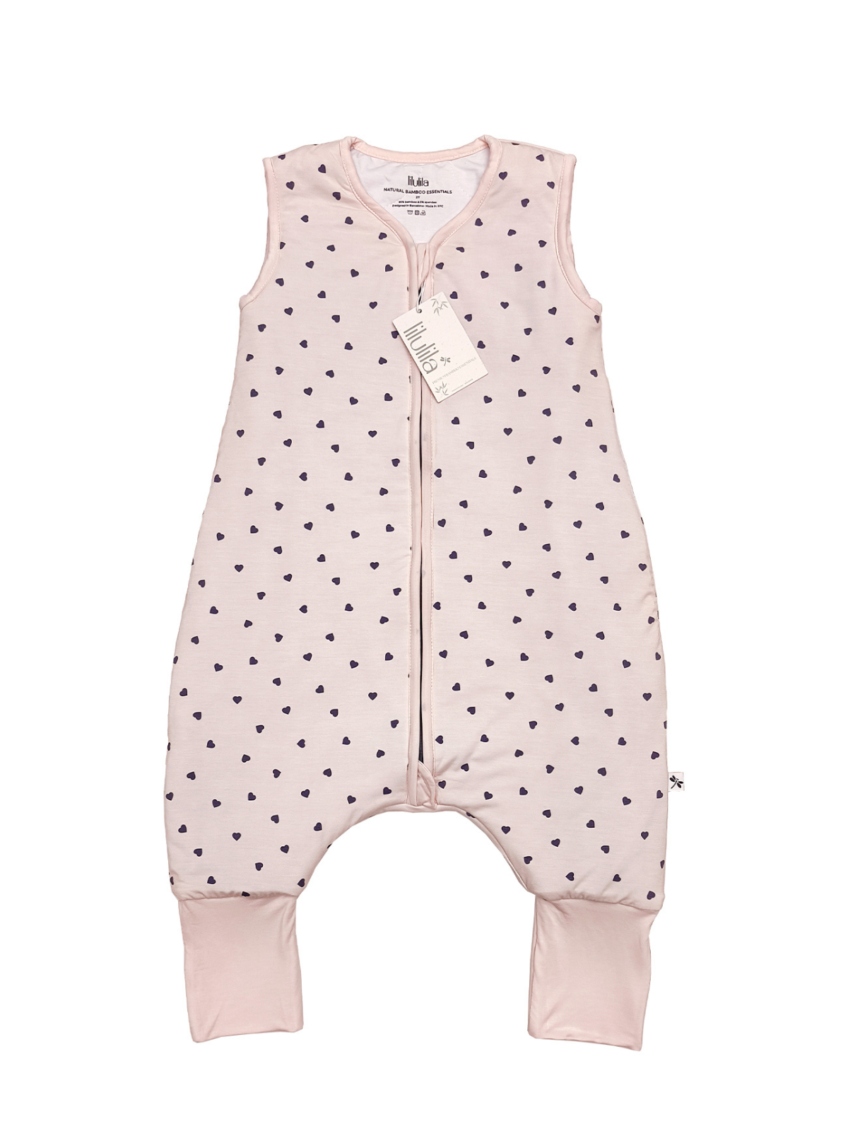 Little hearts print bamboo baby wearable blanket sleeping bag with feet – Lilulila