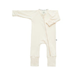 Cream Ribbed Pijama con cremallera